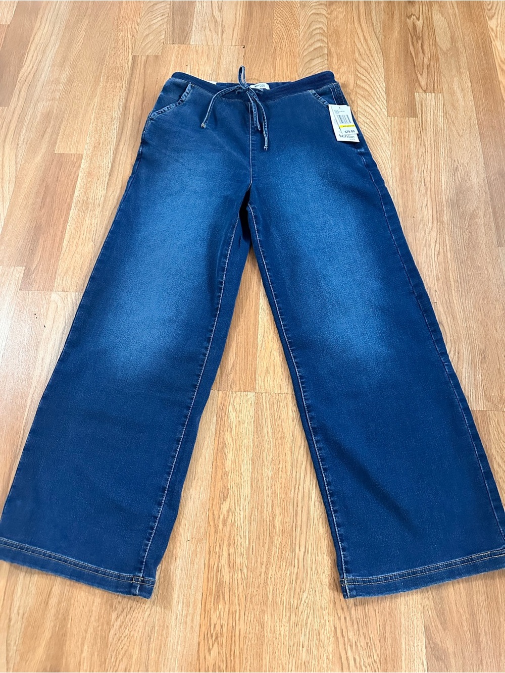 Kensie Indigo Wide-Leg Drawstring Jeans